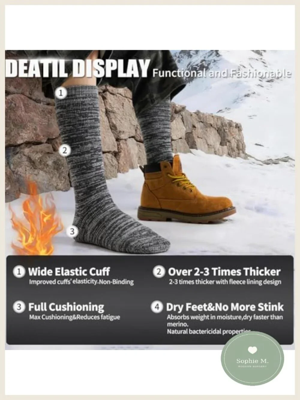 Alpaca Wool Boot Socks Thermal Heavyweight Mid-Calf Winter Hiking